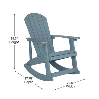 Set of 2 Adirondack Rocking Chairs with Side Table in Sea Foam