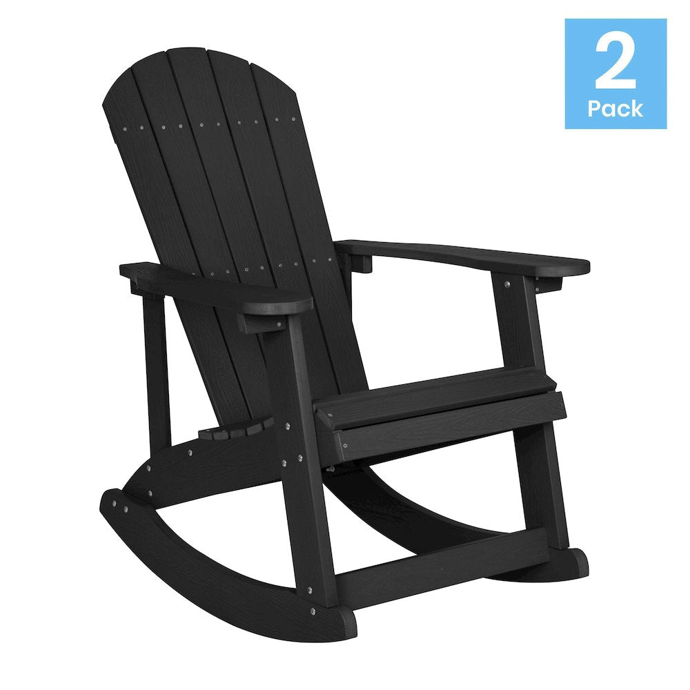Adirondack Rocking Chair in Black - Set of 2