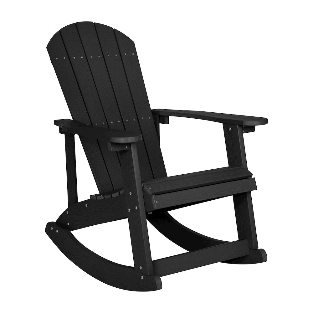 Adirondack Rocking Chair with Rust Resistant Stainless Steel Hardware in Black