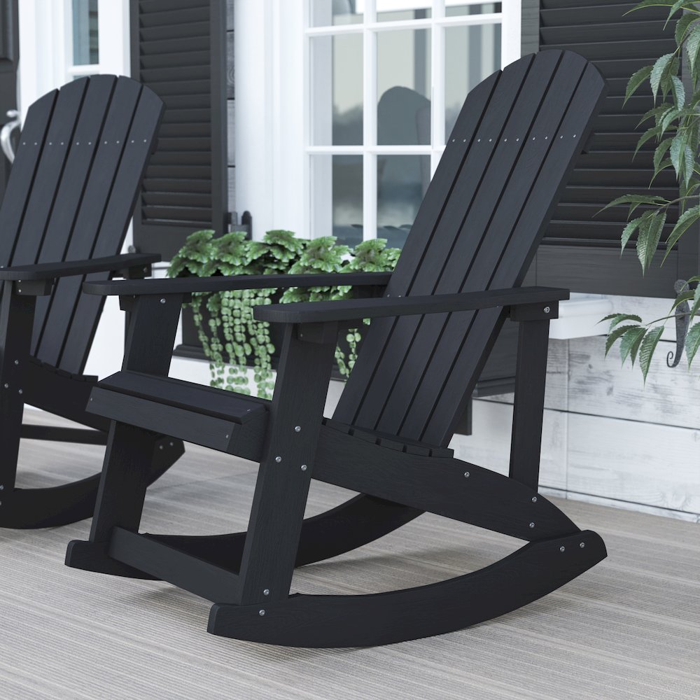 Adirondack Rocking Chair with Rust Resistant Stainless Steel Hardware in Black