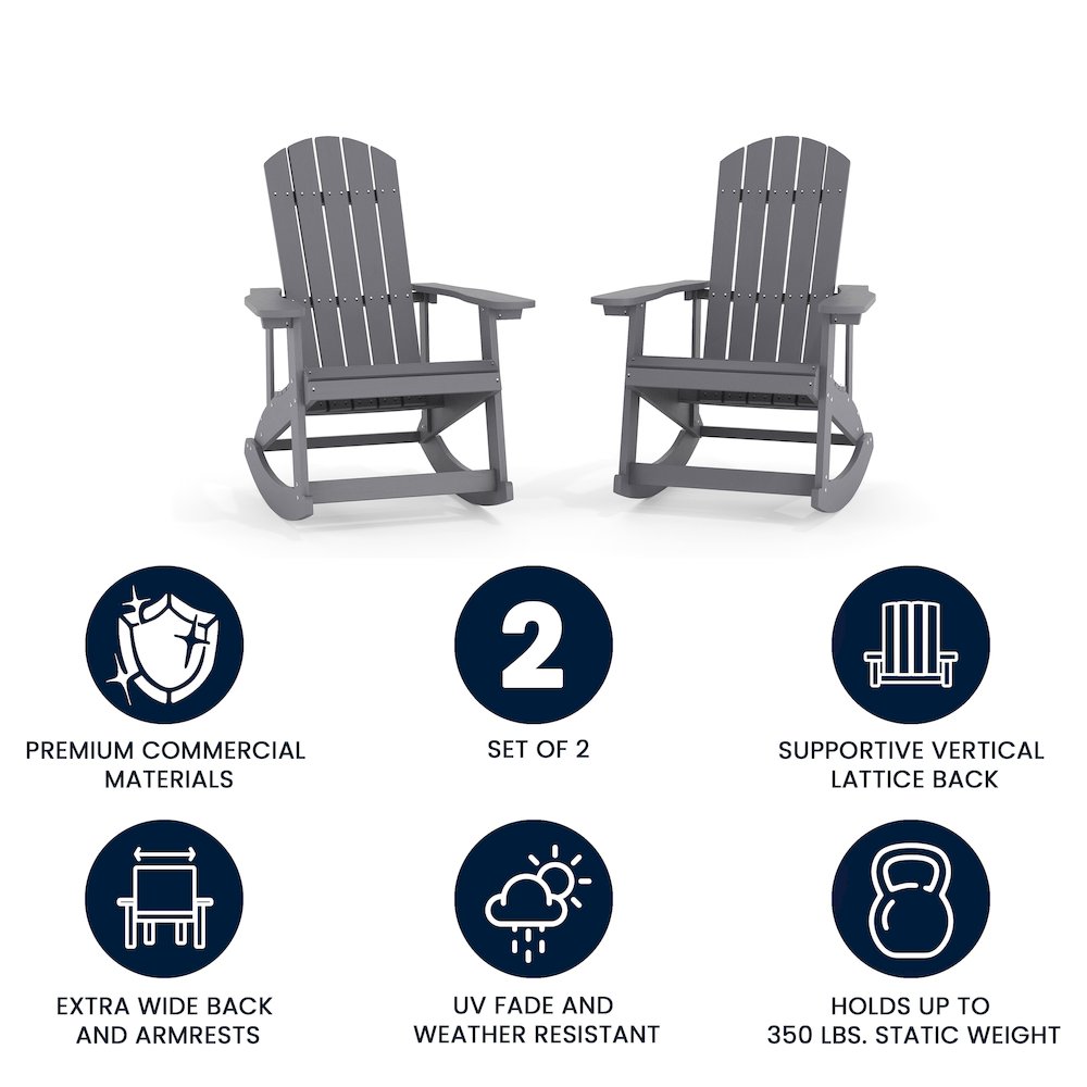 Adirondack Rocking Chair in Gray - Set of 2