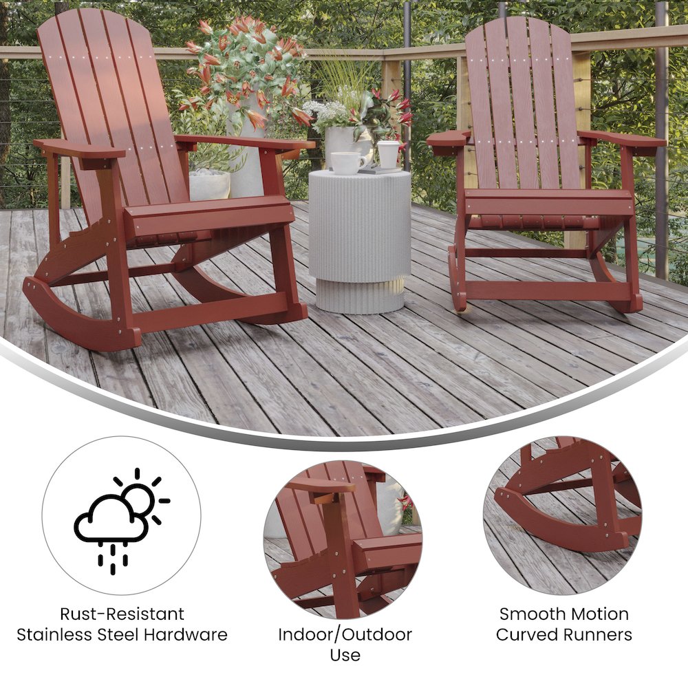 Contemporary Commercial Grade Adirondack Rocking Chair for Indoor/Outdoor Use