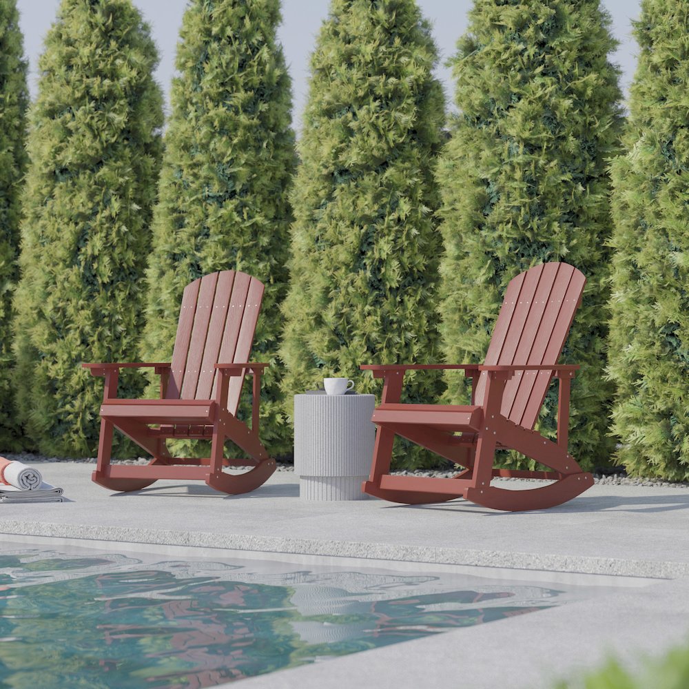 Contemporary Commercial Grade Adirondack Rocking Chair for Indoor/Outdoor Use