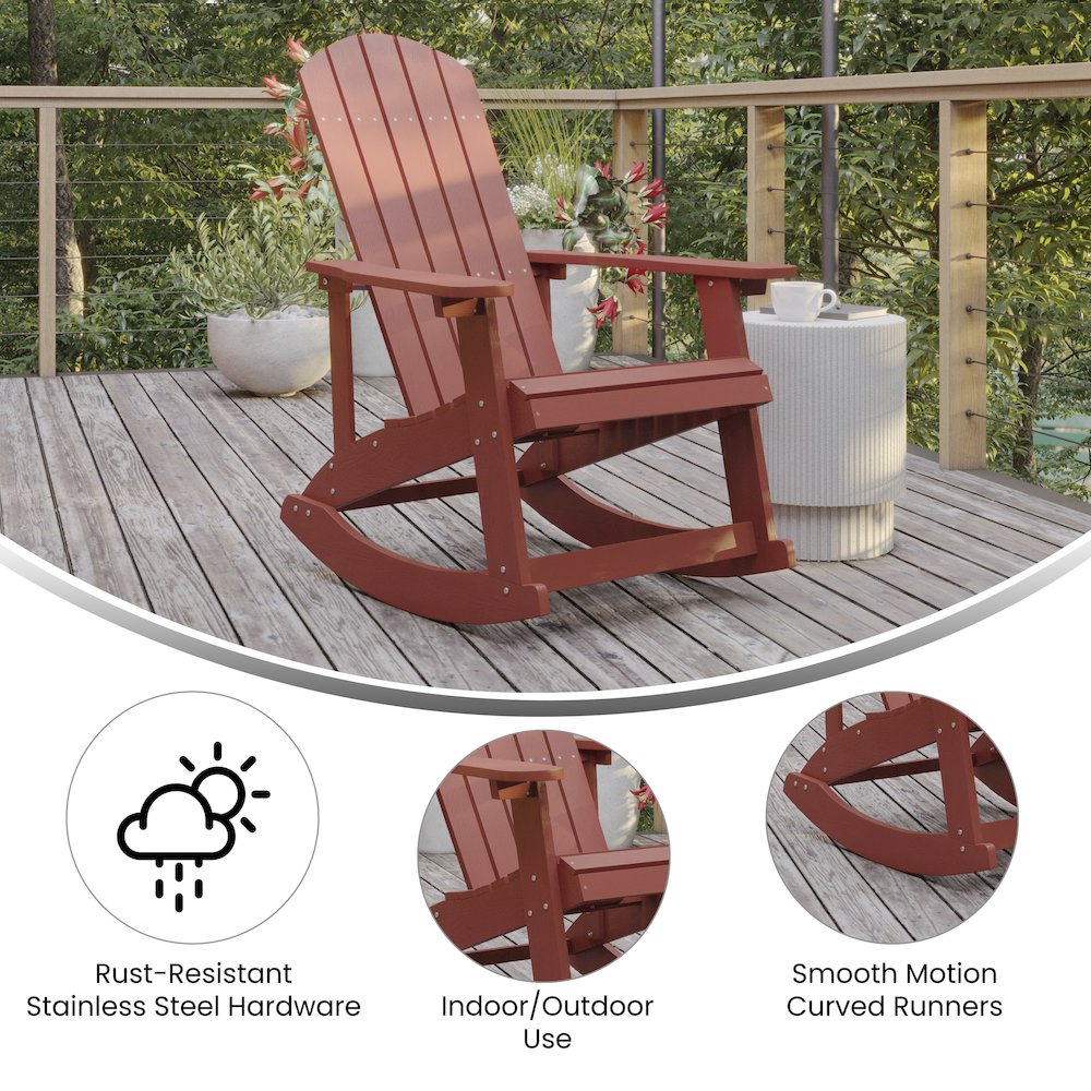 Contemporary Commercial Grade Adirondack Rocking Chair for Indoor/Outdoor Use