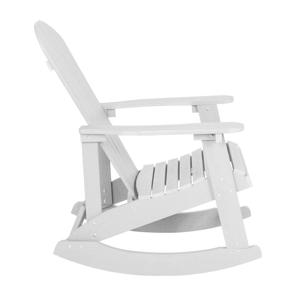 Adirondack Rocking Chair with Rust Resistant Stainless Steel Hardware in White