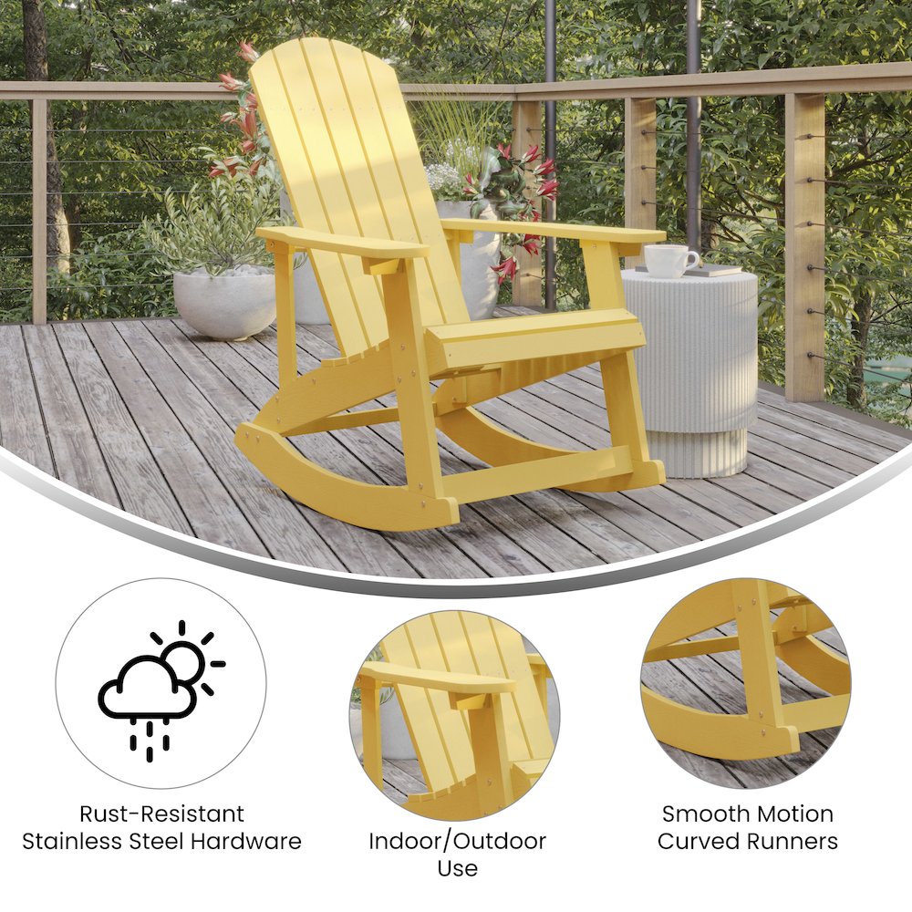 Contemporary Commercial Grade Adirondack Rocking Chair for Indoor/Outdoor Use