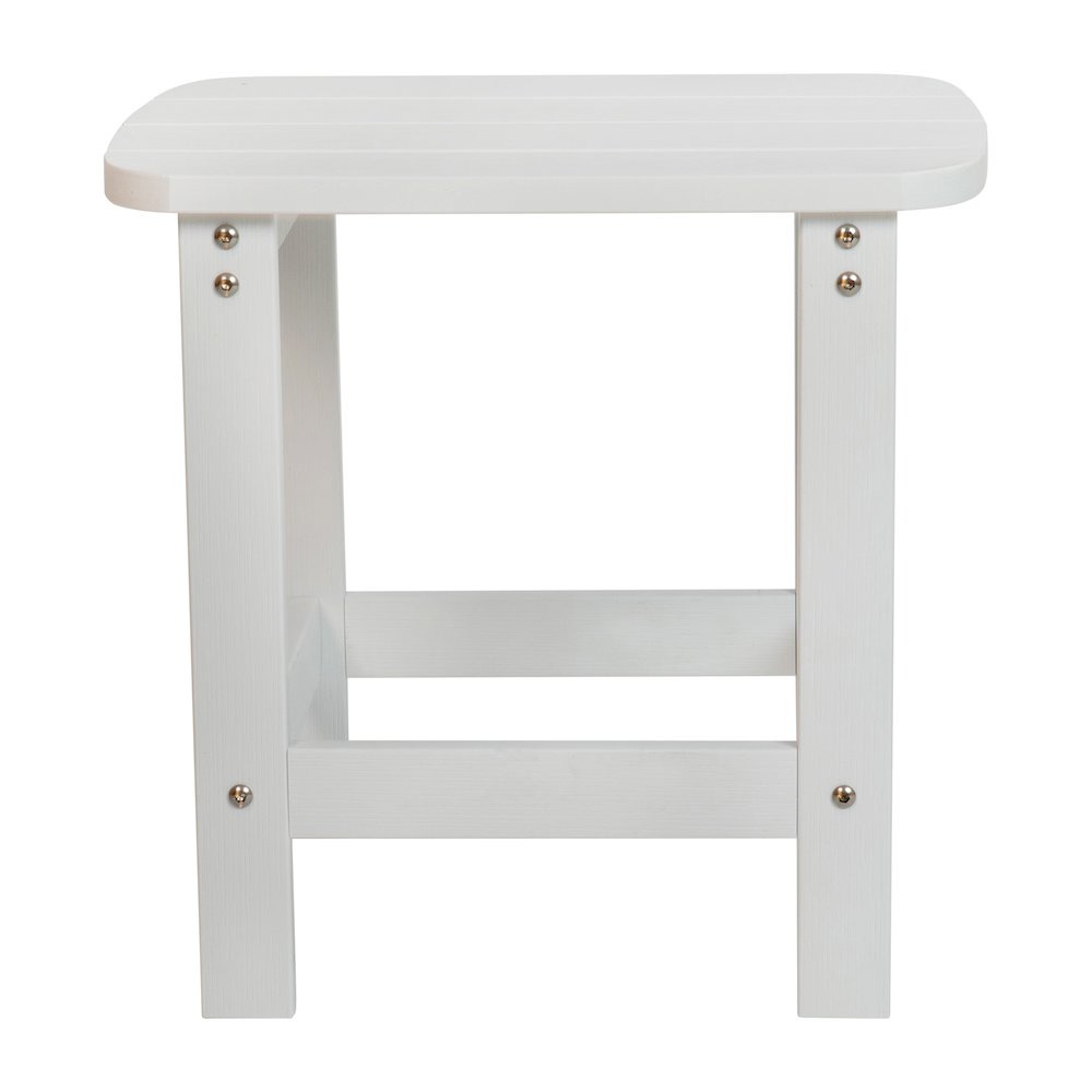 Set of 4 White 2-Slat Rocking Adirondack Chairs with Matching Side Table