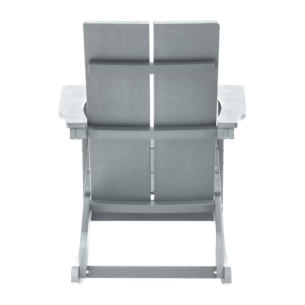 All-Weather 2-Slat Poly Resin Wood Rocking Adirondack Chair in Gray