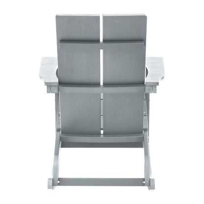 All-Weather 2-Slat Poly Resin Wood Rocking Adirondack Chair in Gray