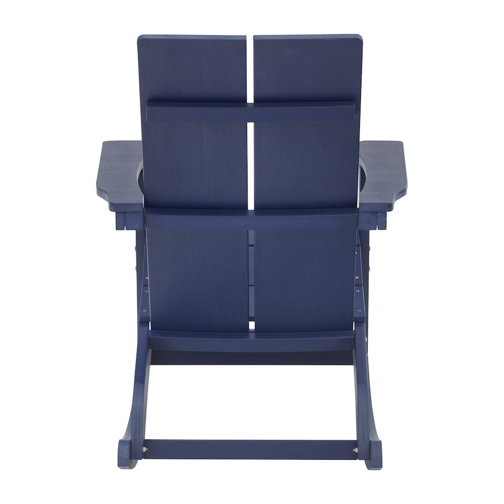 All-Weather 2-Slat Poly Resin Wood Rocking Adirondack Chair in Navy