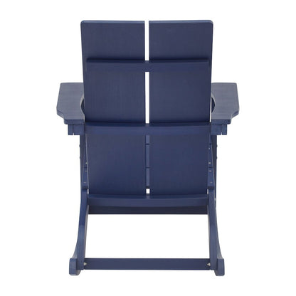 All-Weather 2-Slat Poly Resin Wood Rocking Adirondack Chair in Navy