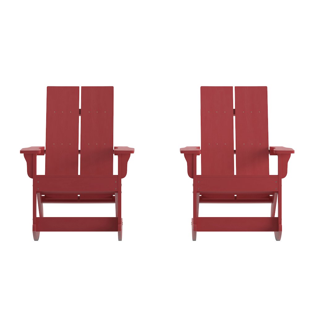 Set of 2 Modern Commercial Grade Adirondack Rocking Chairs