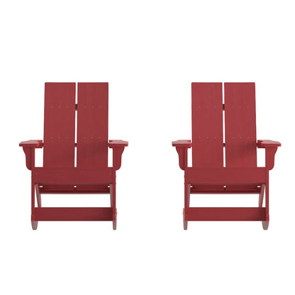 Set of 2 Modern Commercial Grade Adirondack Rocking Chairs