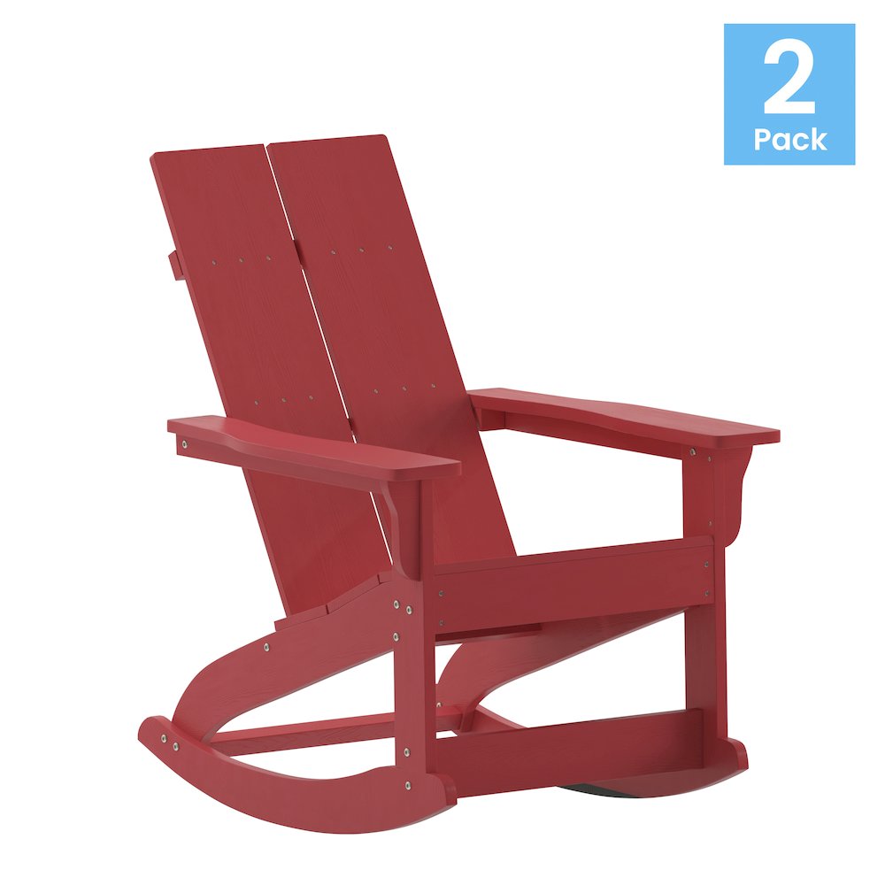 Set of 2 Modern Commercial Grade Adirondack Rocking Chairs