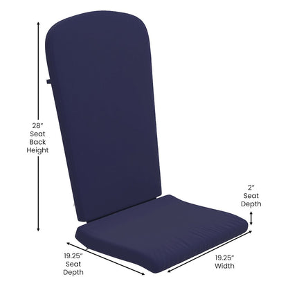 Set of 2 All Weather High Back Adirondack Chair Cushions - Blue