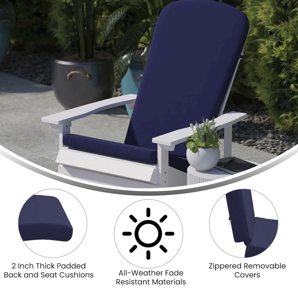 Set of 2 All Weather High Back Adirondack Chair Cushions - Blue