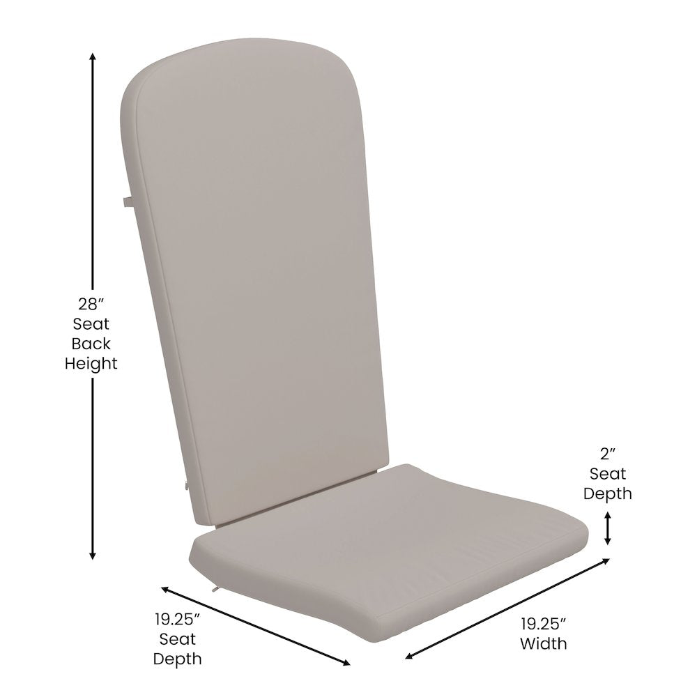 Set of 2 All Weather High Back Adirondack Chair Cushions - Cream
