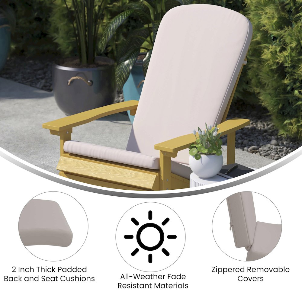 Set of 2 All Weather High Back Adirondack Chair Cushions - Cream