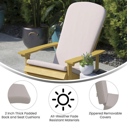 Set of 2 All Weather High Back Adirondack Chair Cushions - Cream