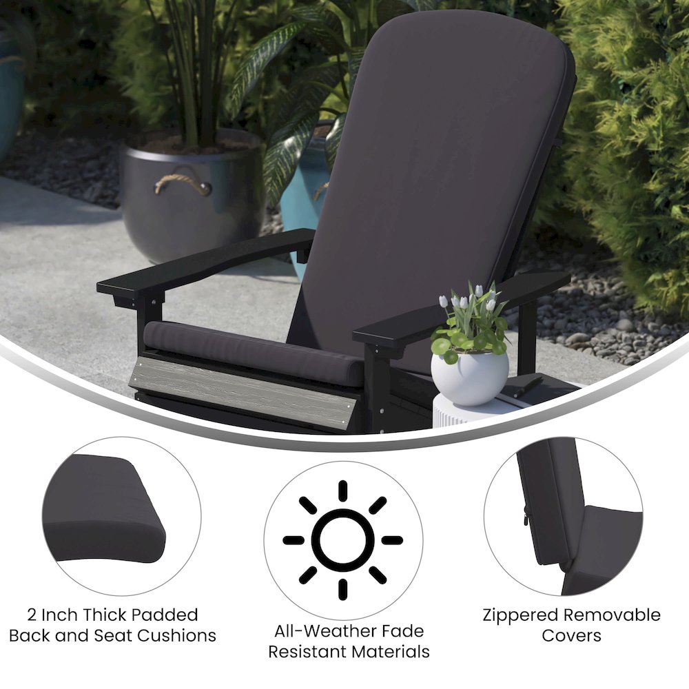 Set of 2 All Weather High Back Adirondack Chair Cushions - Gray