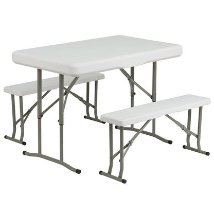 10'x10' Blue Event Canopy Tent with Carry Bag and Folding Bench Set