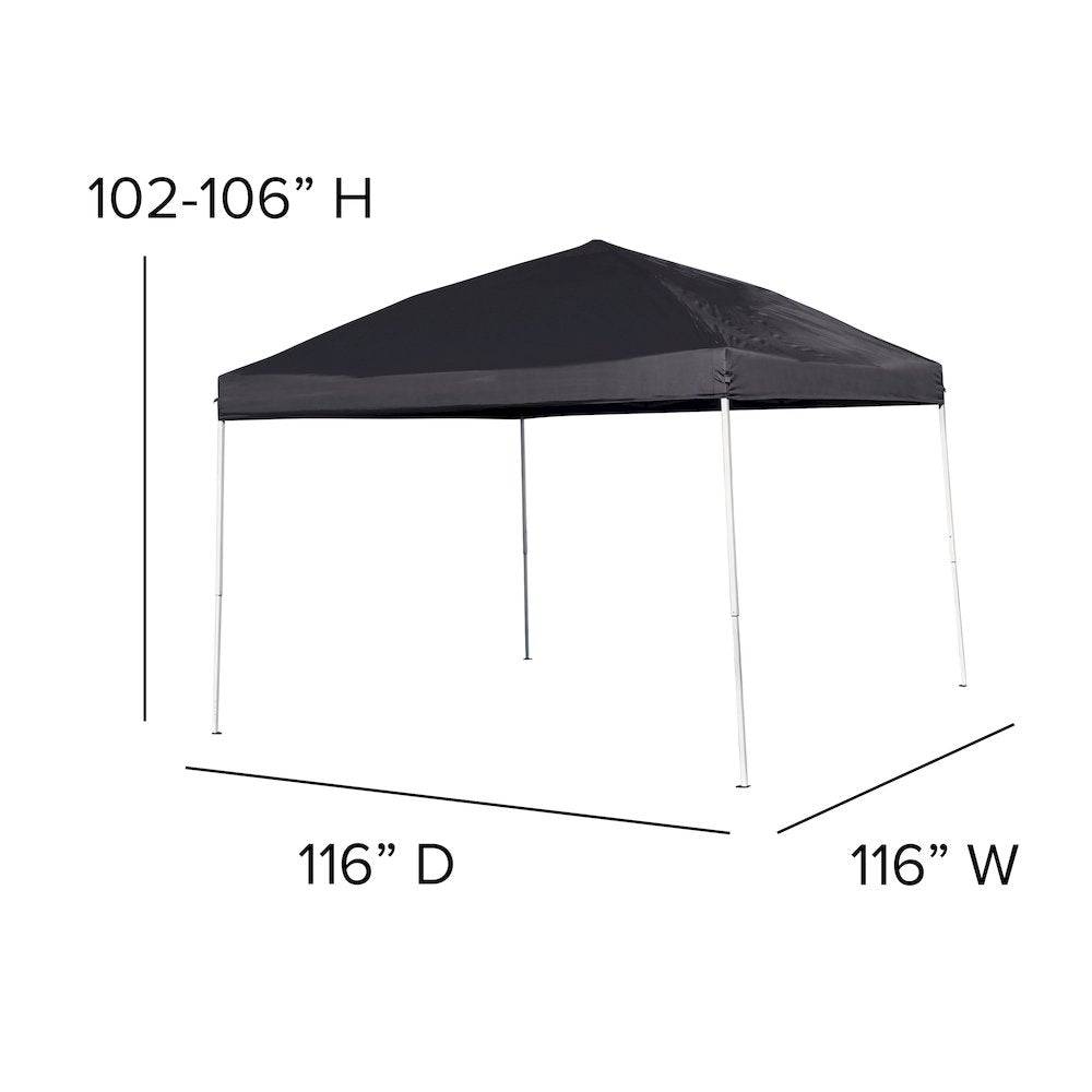 10'x10' Black Outdoor Pop Up Event Slanted Leg Canopy Tent with Carry Bag