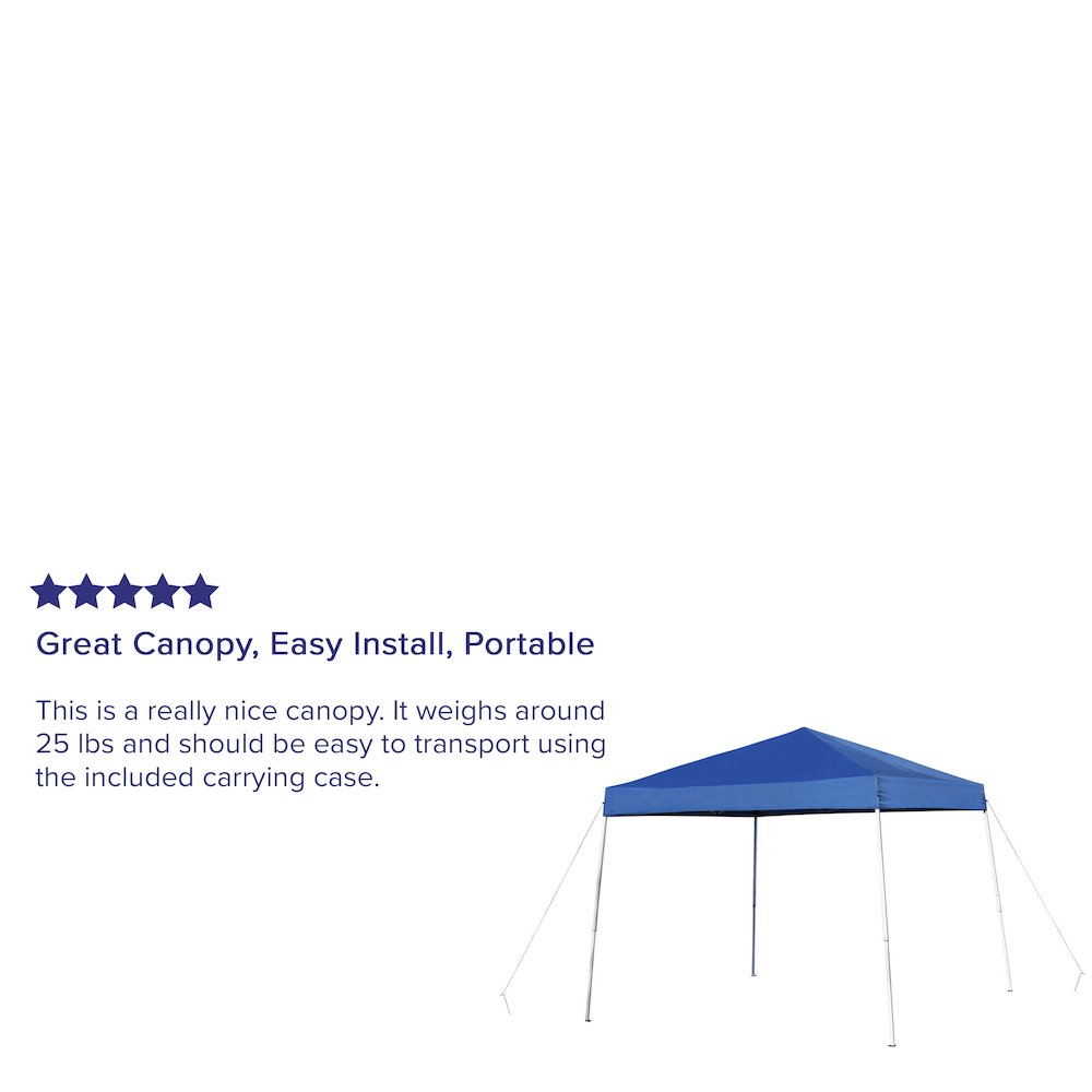 10'x10' Blue Outdoor Pop Up Event Slanted Leg Canopy Tent with Carry Bag