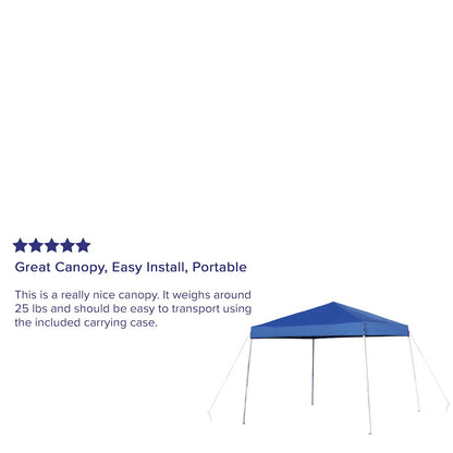 10'x10' Blue Outdoor Pop Up Event Slanted Leg Canopy Tent with Carry Bag