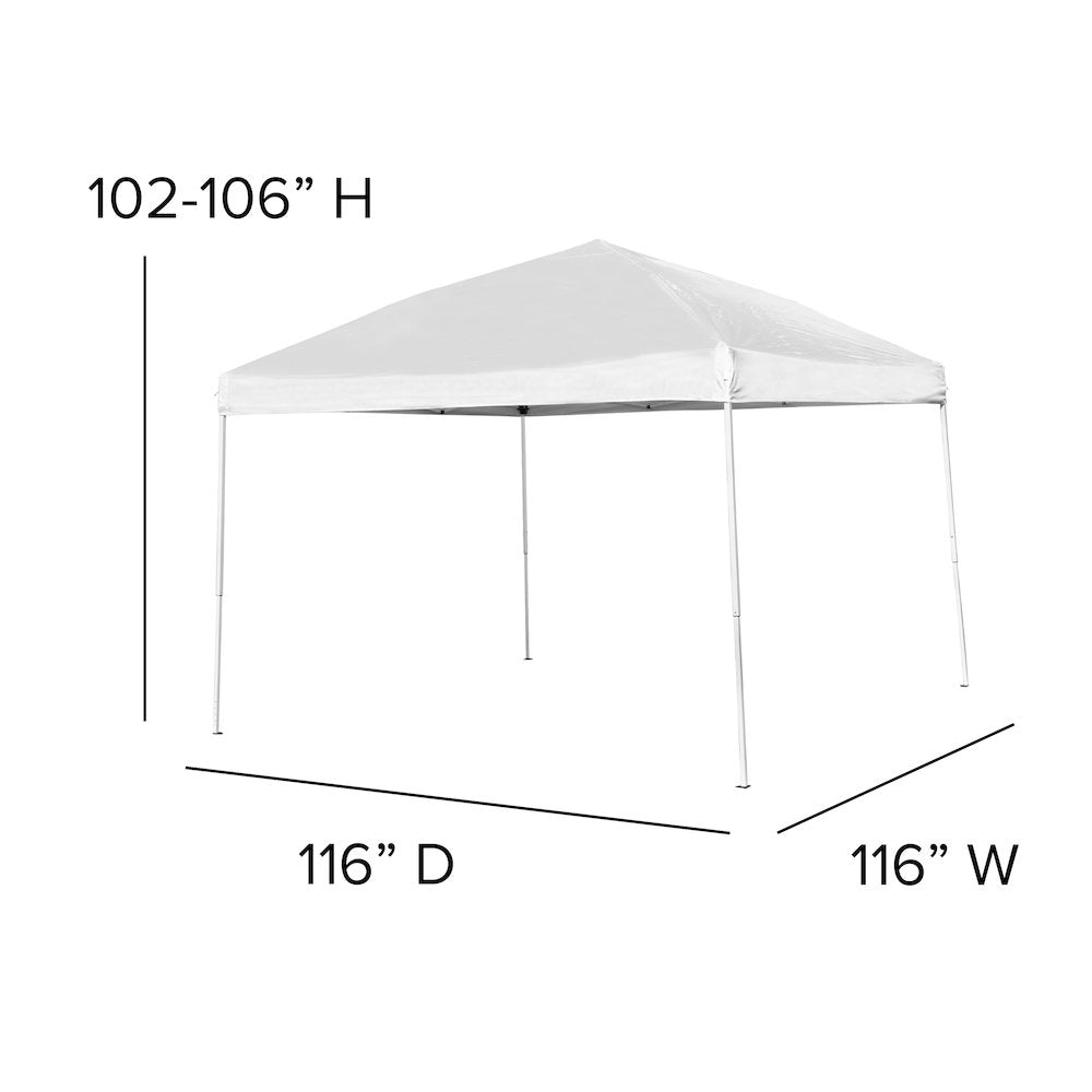 10'x10' White Outdoor Pop Up Event Slanted Leg Canopy Tent with Carry Bag
