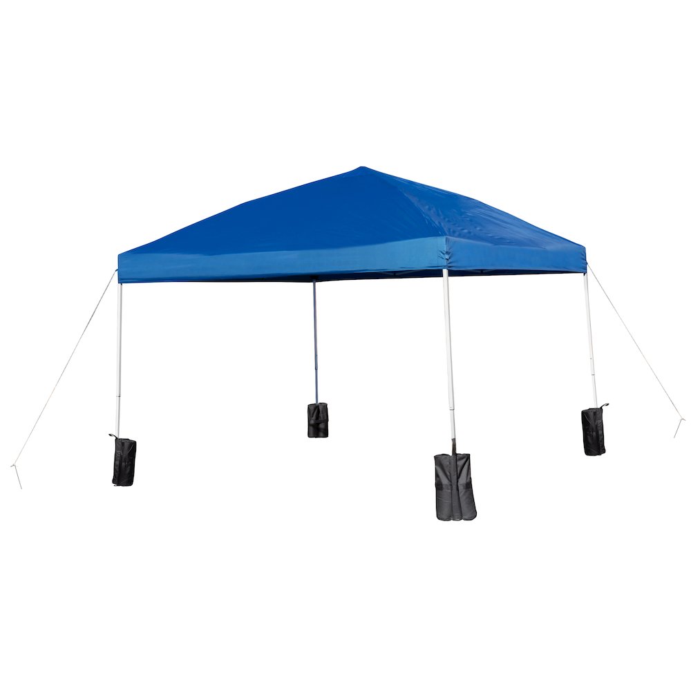 10'x10' Blue Canopy Tent with Wheeled Case and Folding Bench Set