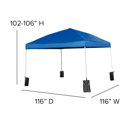 10'x10' Blue Canopy Tent with Wheeled Case and 6-Foot Bi-Fold Folding Table