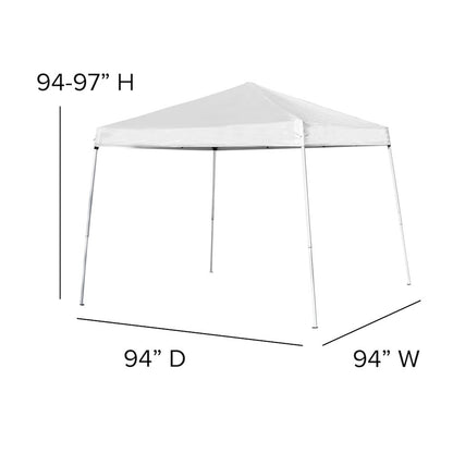 8'x8' White Event Canopy Tent with Carry Bag and Folding Bench Set