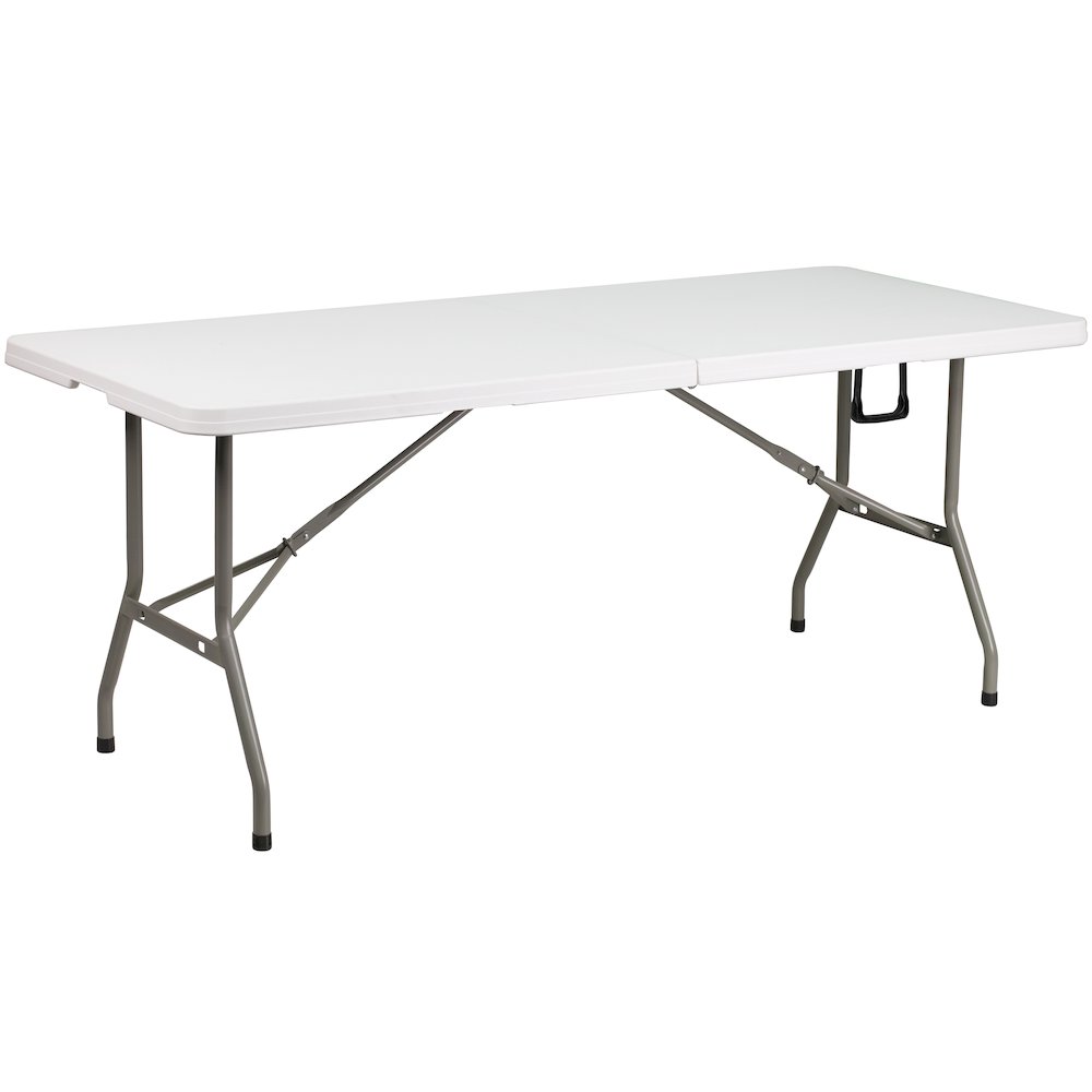 8'x8' Blue Event Canopy Tent with Carry Bag and 6-Foot Bi-Fold Folding Table