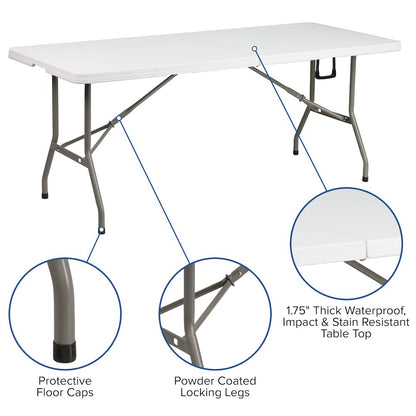 8'x8' Blue Event Canopy Tent with Carry Bag and 6-Foot Bi-Fold Folding Table