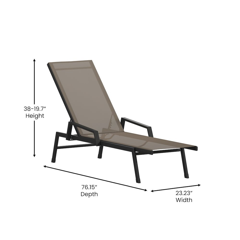 Modern Outdoor Chaise Lounge Chair with Arms
