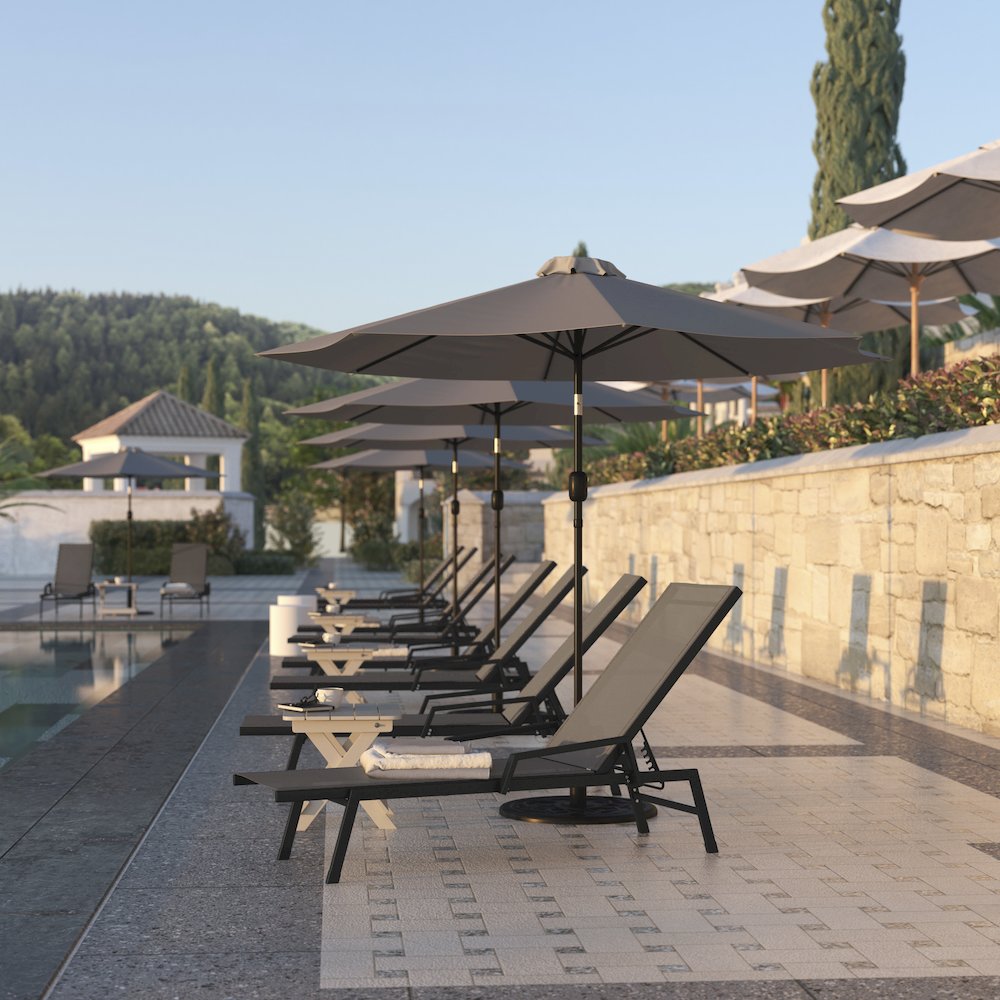 Modern Outdoor Chaise Lounge Chair with Arms