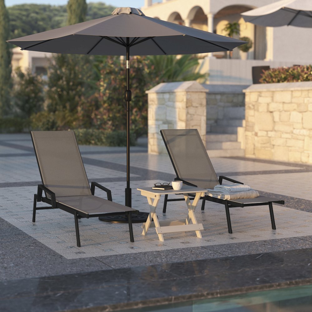 Modern Outdoor Chaise Lounge Chair with Arms