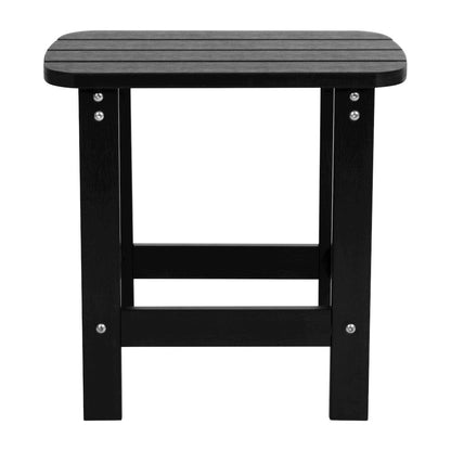 All-Weather Poly Resin Wood Adirondack Side Table in Black