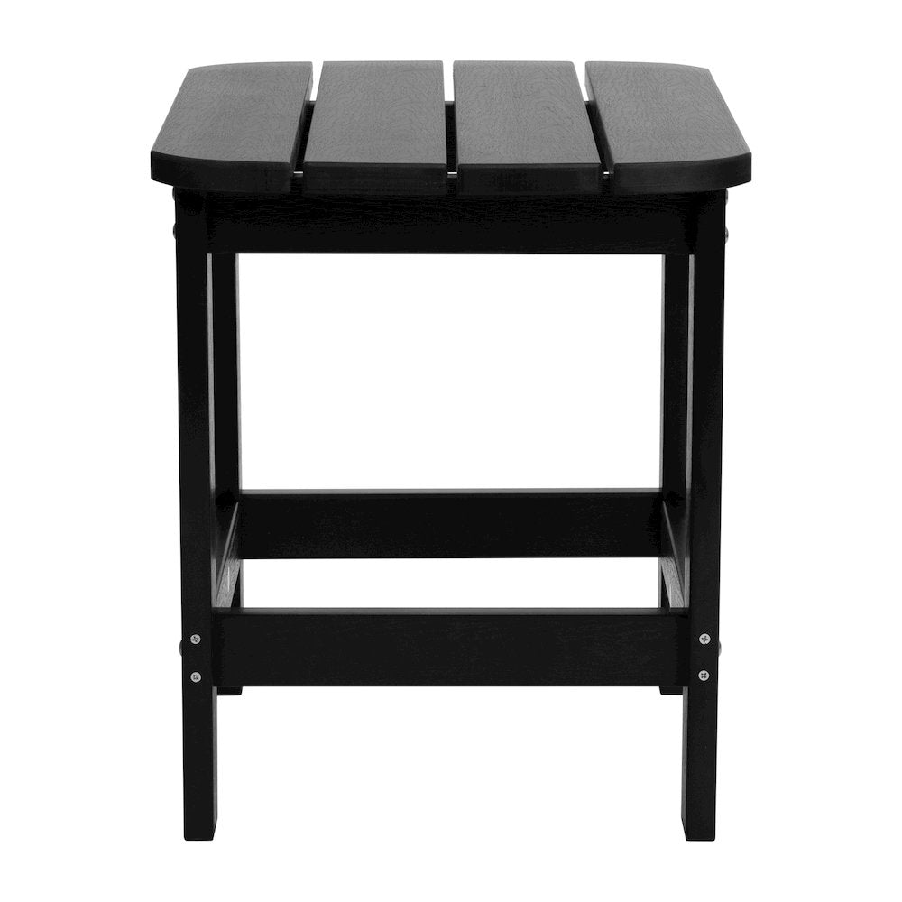 All-Weather Poly Resin Wood Adirondack Side Table in Black