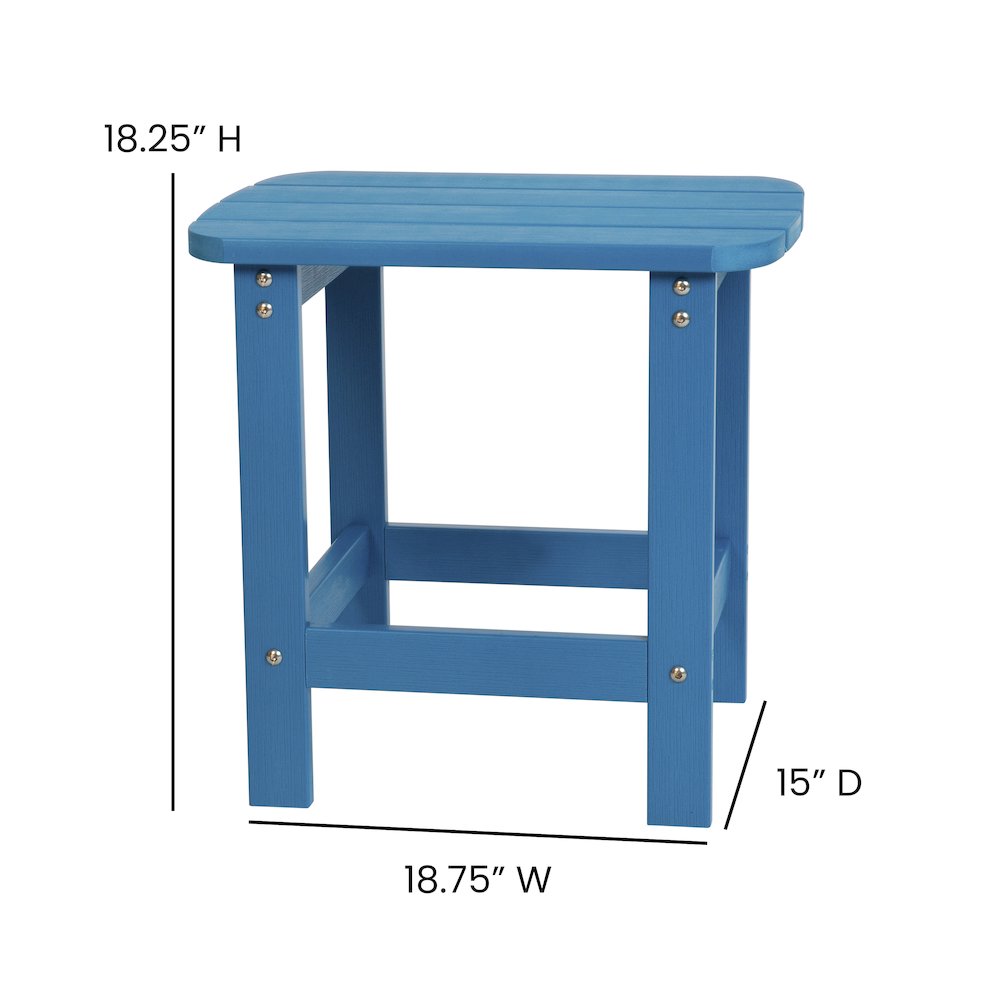 All-Weather Poly Resin Wood Adirondack Side Table in Blue