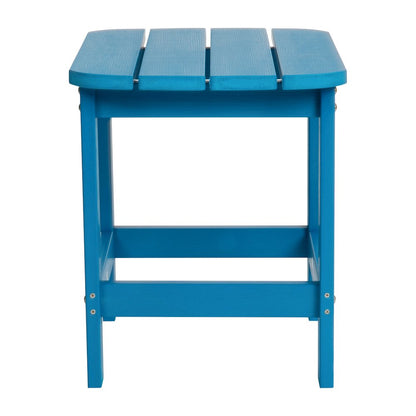 All-Weather Poly Resin Wood Adirondack Side Table in Blue