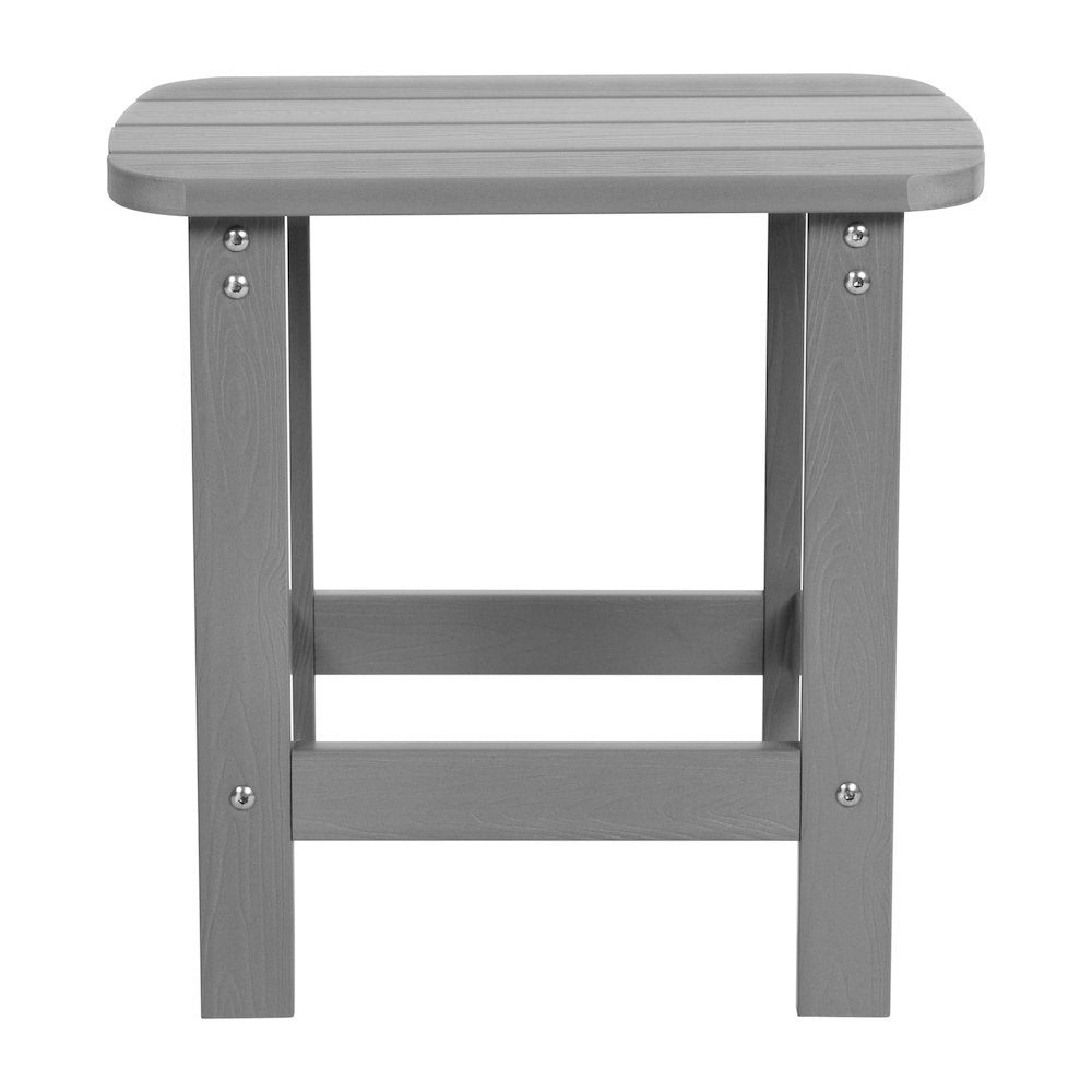 All-Weather Poly Resin Wood Adirondack Side Table in Gray