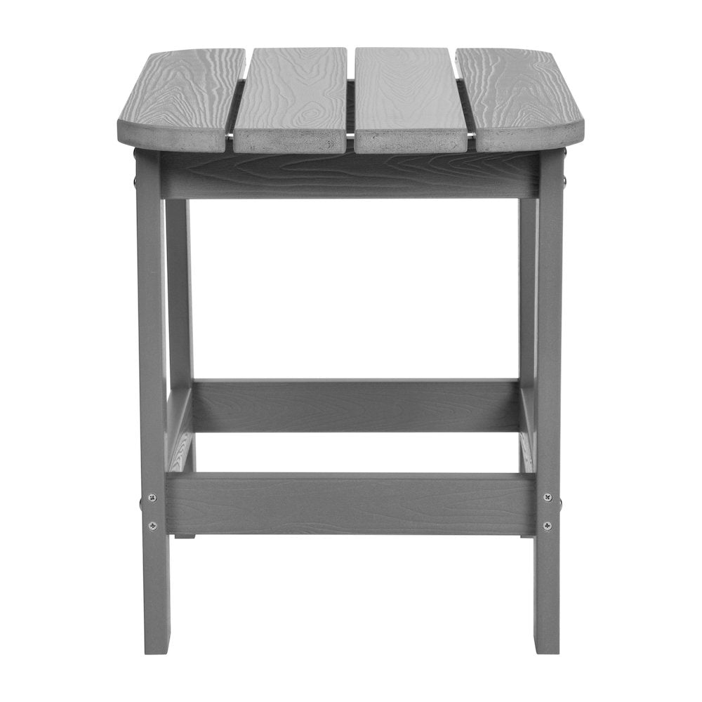 All-Weather Poly Resin Wood Adirondack Side Table in Gray