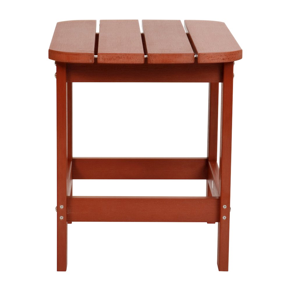 All-Weather Poly Resin Wood Adirondack Side Table in Red