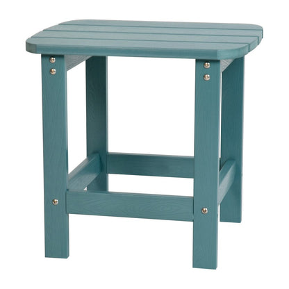 All-Weather Poly Resin Wood Adirondack Side Table in Teal