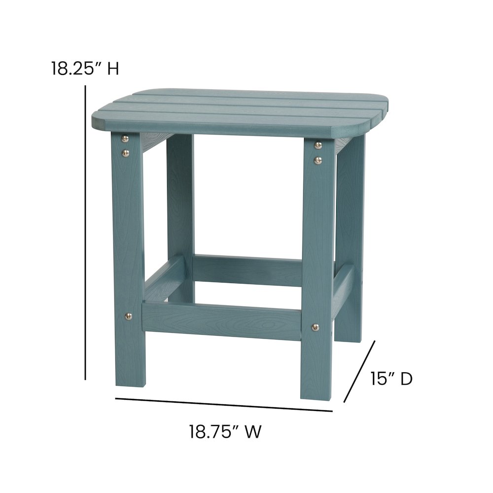All-Weather Poly Resin Wood Adirondack Side Table in Teal