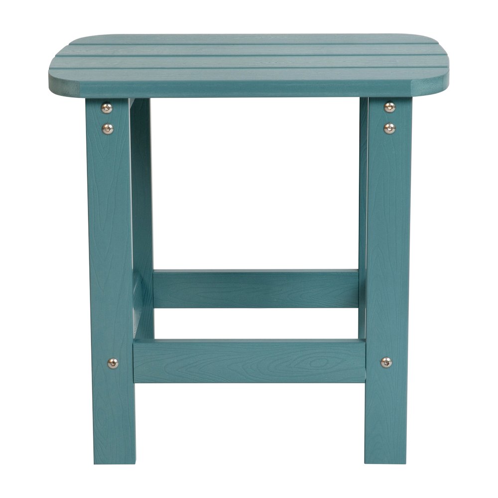 All-Weather Poly Resin Wood Adirondack Side Table in Teal