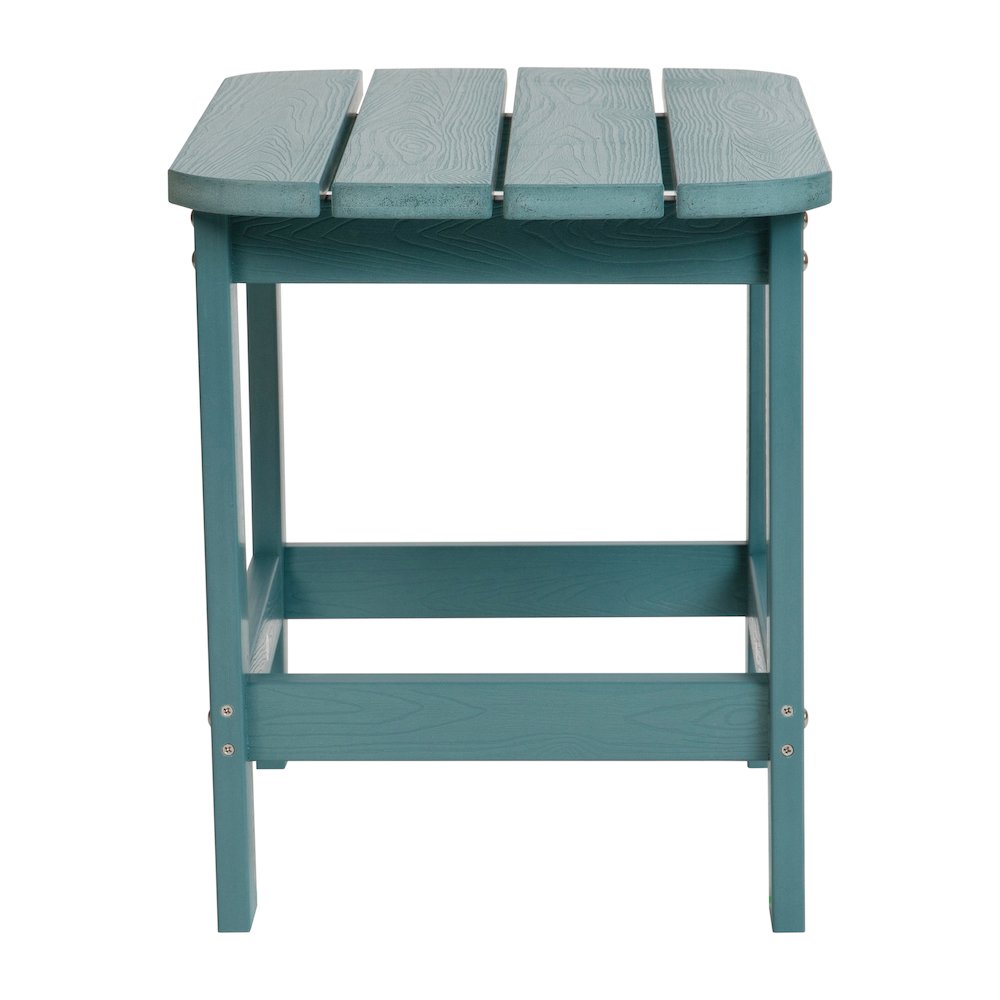 All-Weather Poly Resin Wood Adirondack Side Table in Teal