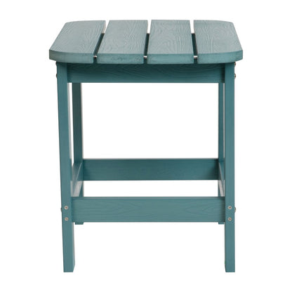 All-Weather Poly Resin Wood Adirondack Side Table in Teal