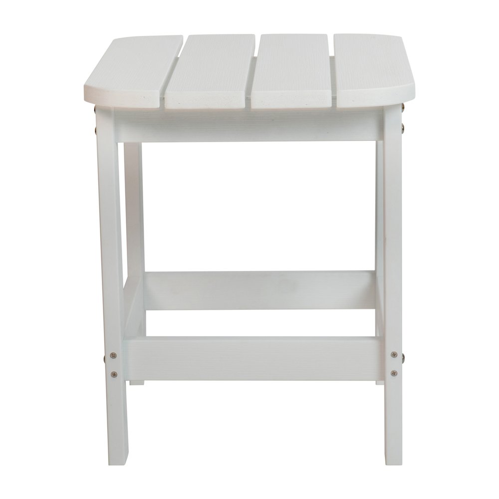 All-Weather Poly Resin Wood Adirondack Side Table in White